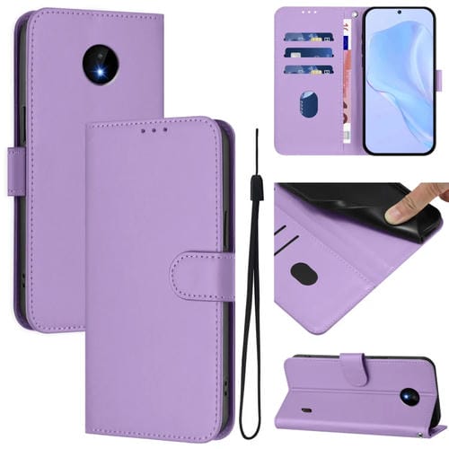 Funda de Piel Sintética con Cordón para Nokia C10/C20 (Morado Lavanda)