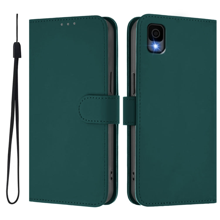 Funda de Piel Sintética con Cordón para Teléfono TCL 30Z T602Dl (Verde Oscuro)