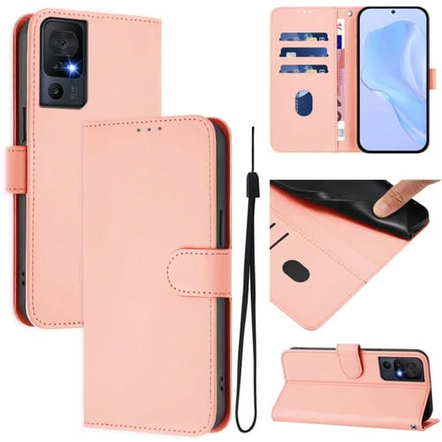 Funda de Piel Sintética para TCL 40 Se con Cordón (Rosa)