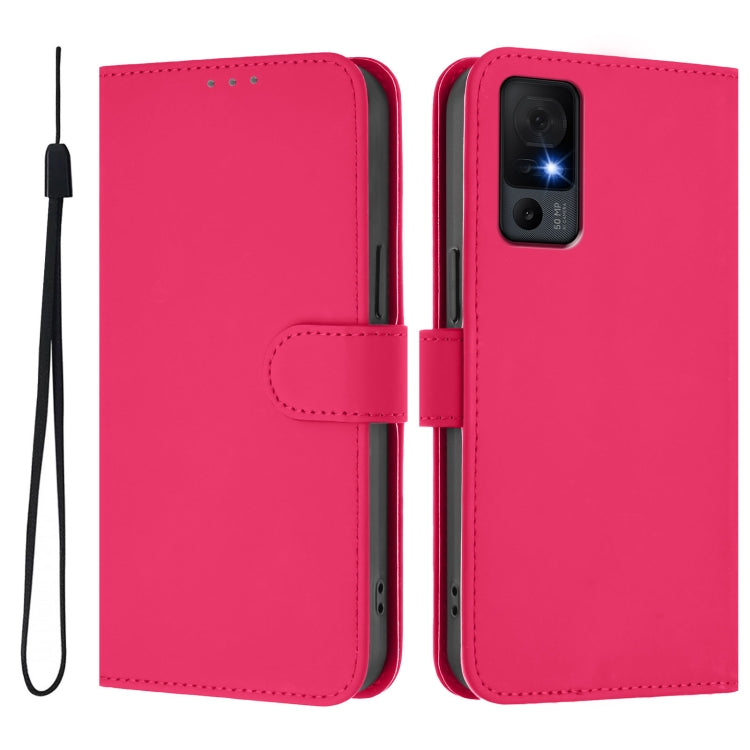 Funda de Piel Sintética con Cordón para Teléfono TCL 40 XL/40 T T608Dl (Rosa)