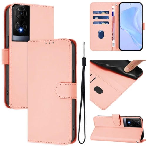Funda de Piel con Cordón para TCL 50 Xe Tacto Piel (Rosa)