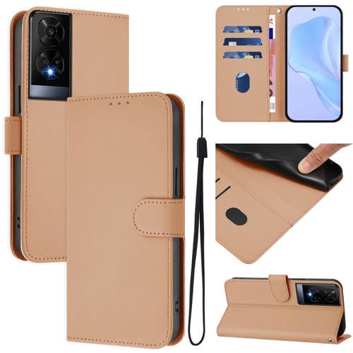 Funda de Piel con Cordón para TCL 50 Xe Tacto Piel Color Desnudo