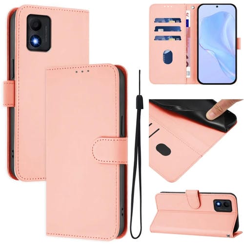 Funda de Piel con Cordón para Teléfono TCL 303 Skin Feel (Rosa)