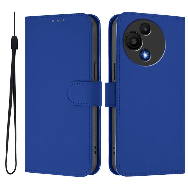Funda de cuero con textura de piel y cordón para TCL 605/60 SE (azul oscuro)