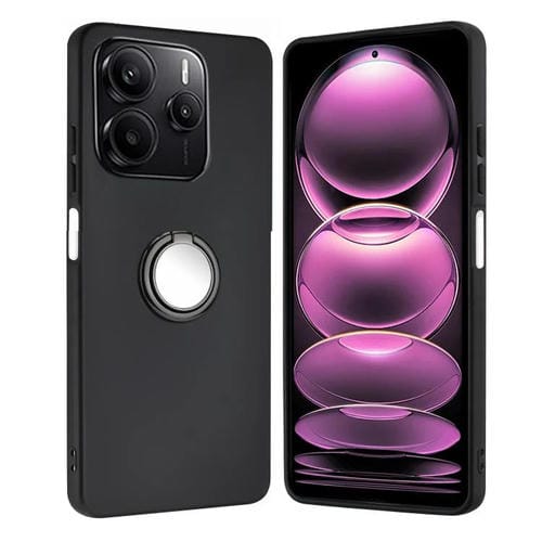 Funda de TPU con Soporte de Anillo Mate para Redmi Note 14 4G (Negra)