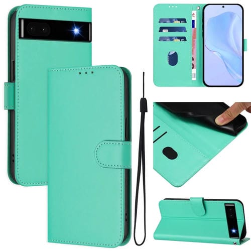 Funda de Piel Sintética con Cordón para Google Pixel 6A (Verde)