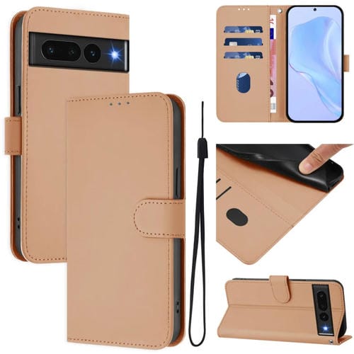 Funda de Cuero con Cordón para Google Pixel 7 Pro (Desnudo) Diseño Piel Liso y Tacto Sedoso