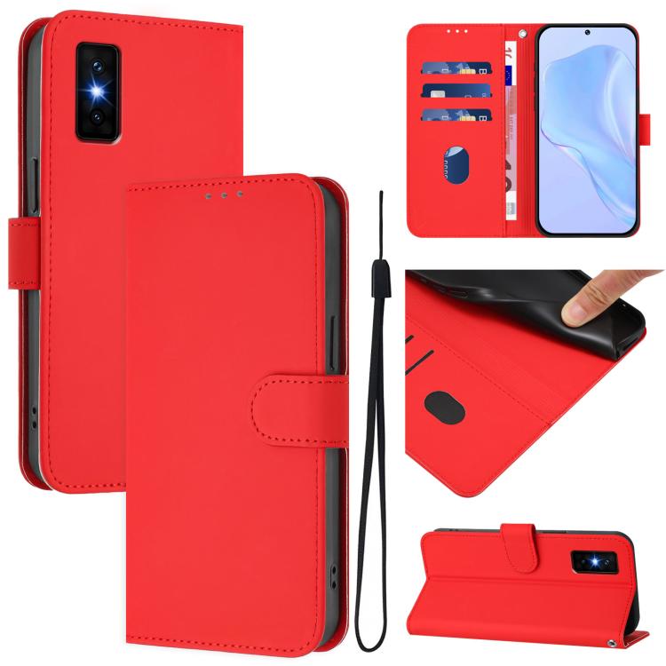 Funda de cuero con textura de piel y cordón para Infinix GT 30 Pro (rojo)