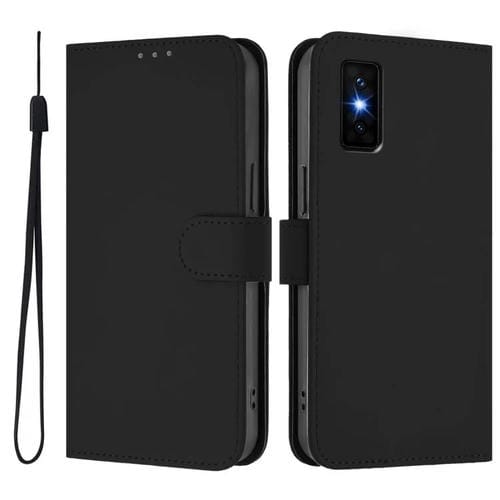 Funda de cuero con textura de piel y cordón para Infinix GT 30 Pro (negro)