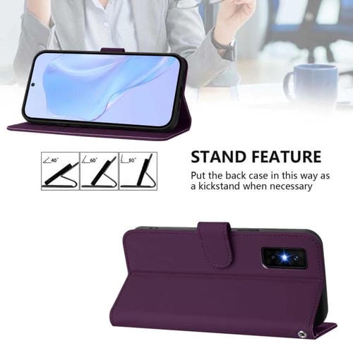Funda de cuero con textura de piel y cordón para Infinix GT 30 Pro (violeta)