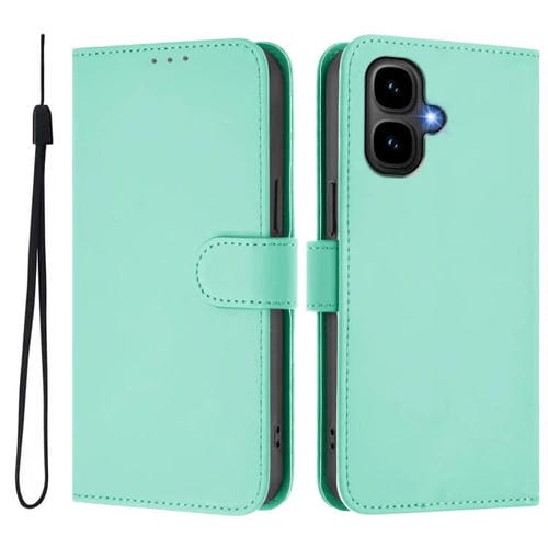 Funda de cuero con textura de piel y cordón para Infinix Smart 10 4G (verde menta)