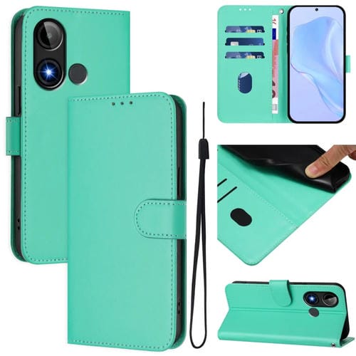 Funda piel sintética con cordón para teléfono Blu C9 (Verde)