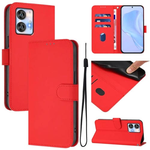 Funda de Piel Sintética con Cordón para Teléfono Oukitel C35 (Rojo)