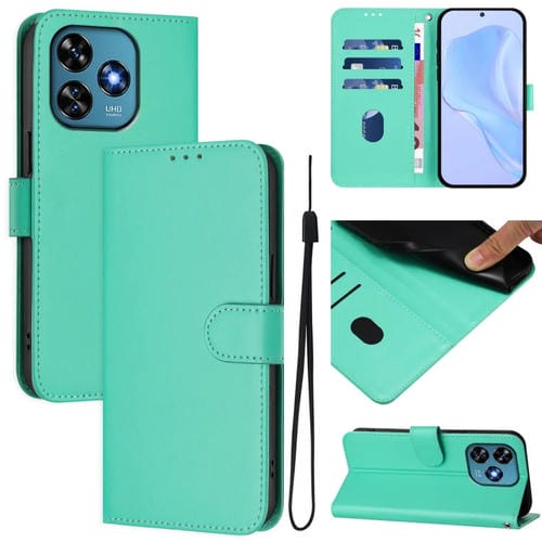 Funda Piel Sintética con Cordón para Teléfono Oukitel C51 (Verde)
