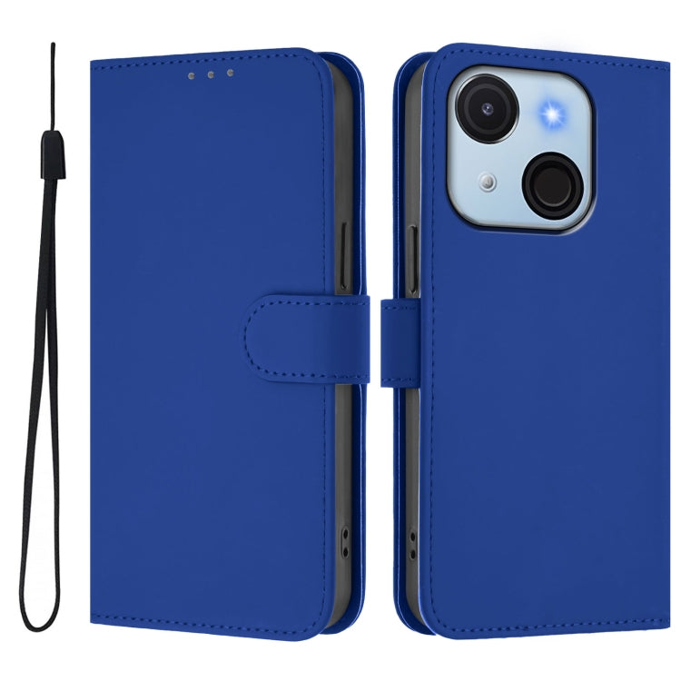 Funda de Piel Sintética con Cordón para Teléfono Itel A50C (Azul Oscuro)