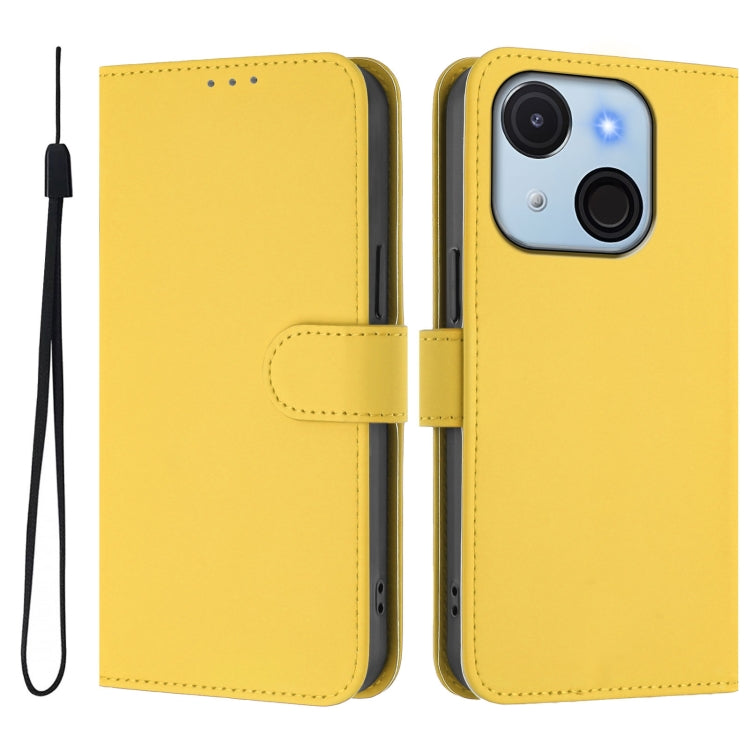 Funda de Piel Sintética con Cordón para Teléfono Itel A50C (Amarillo Limón)
