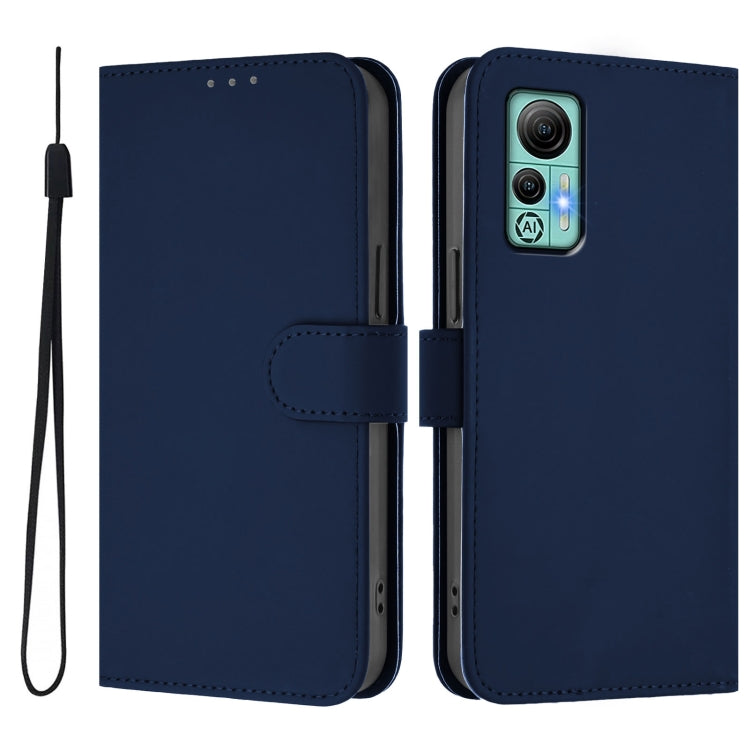 Funda de Cuero con Cordón para Ulefone Note 14 con Tacto de Piel (Azul Marino)