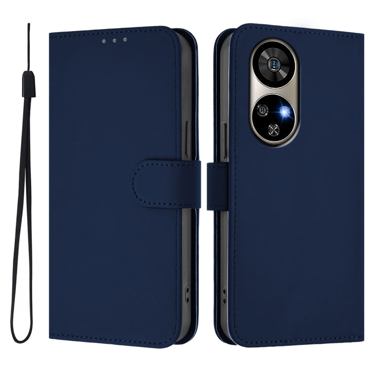 Funda de Cuero con Cordón para Ulefone Note 17 Pro Skin Feel (Azul Marino)