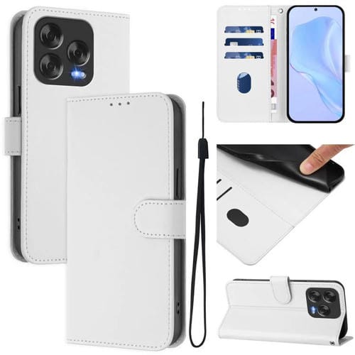 Funda de Piel Sintética con Cordón para ZTE Blade V70 (Blanco)