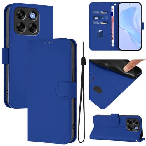 Funda de Piel Sintética para ZTE Blade V70 Vita/V70 con Cordón (Azul Oscuro)