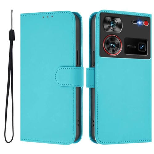 Funda de Piel Sintética con Cordón para ZTE Nubia Z60 Ultra Skin Feel (Azul Lago)