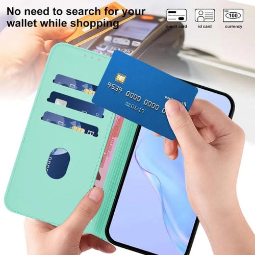 Funda de piel con textura de color liso y cordón para ZTE Blade A52 Lite (verde menta)