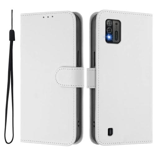 Funda de piel sintética con cordón para ZTE Blade A52 Lite (color blanco)