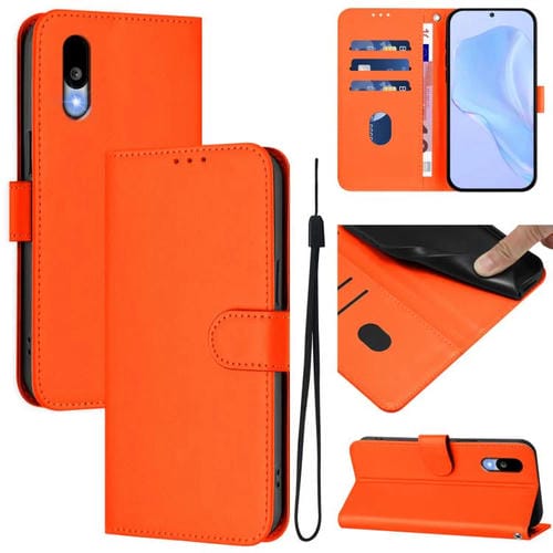 Funda de Cuero con Cordón para Sharp Basio Active3 Skin Feel (Naranja)