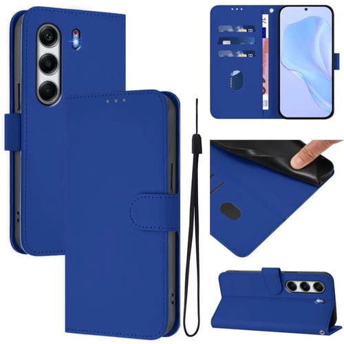 Funda de Piel para Tecno Camon 40 4G con Textura y Cordón (Azul Oscuro)