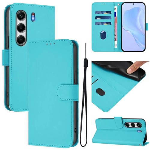 Funda de Piel con Textura y Cordón para Tecno Camon 40 4G (Azul Lago)