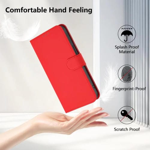 Funda de piel con cordón para Tecno Camon 40 Premier Skin Feel, color liso (rojo)