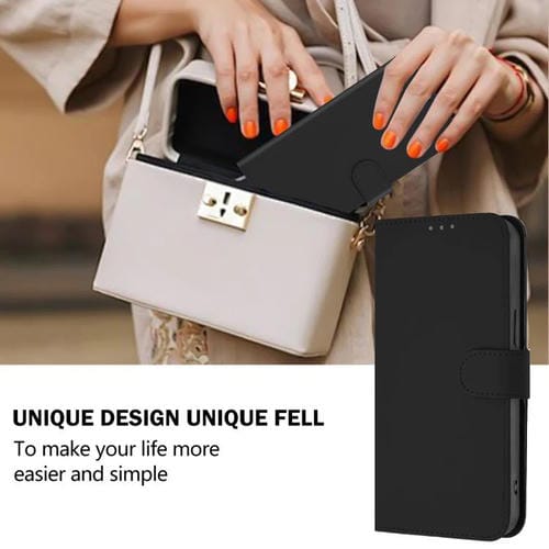 Funda de piel con cordón para Tecno Camon 40 Premier Skin Feel, color liso (negro)