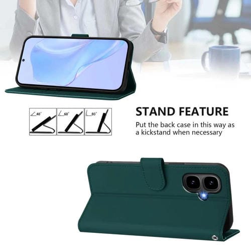 Funda de piel con cordón para Tecno Pop 10 (verde oscuro)