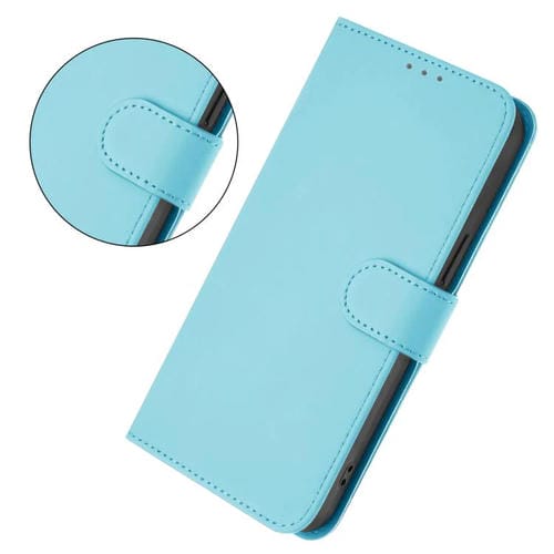 Funda de piel con textura de color liso y cordón para Tecno Pop 10 (azul cielo)
