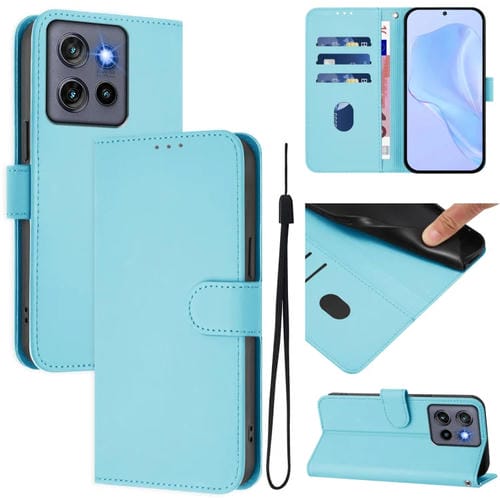 Funda de Piel para Motorola Edge 50 Neo con Tacto Suave (Azul Cielo)
