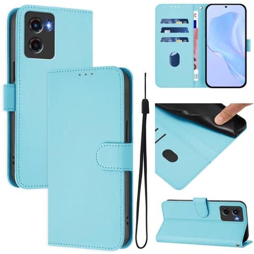 Funda de Piel para Motorola Moto G05 con Cordón (Azul Cielo)