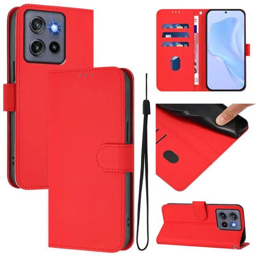 Funda de Piel Sintética con Cordón para Motorola Moto G Stylus 5G (2025) (Rojo)