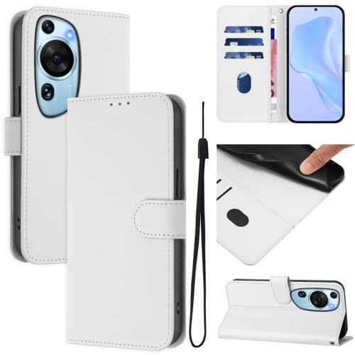 Funda de Cuero con Cordón Art Skin Feel para Huawei P60 (Blanco)