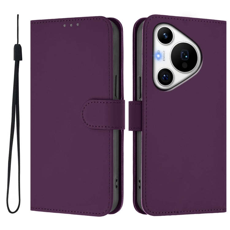 Funda de Piel con Cordón para Huawei Pura 70 Pro/70 Pro+ con Tacto Piel (Violeta)