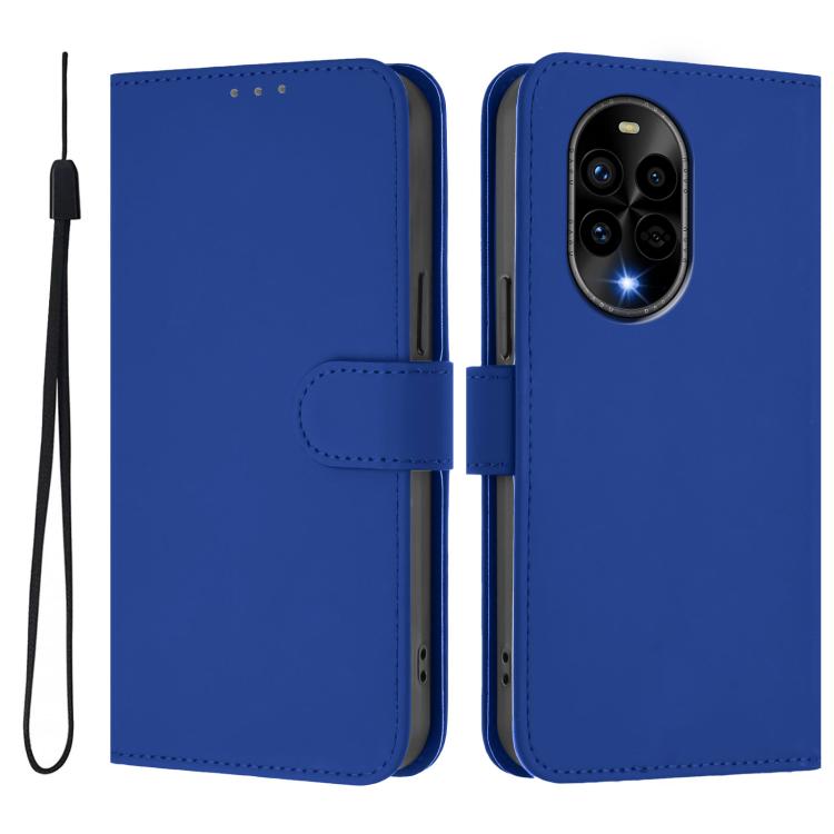 Funda de Piel para Huawei Nova 13 Pro con Textura Lisa y Cordón (Azul Oscuro)