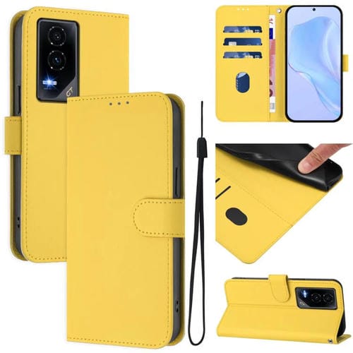 Funda de Cuero con Cordón para Teléfono Honor GT Skin Feel (Amarillo Limón)