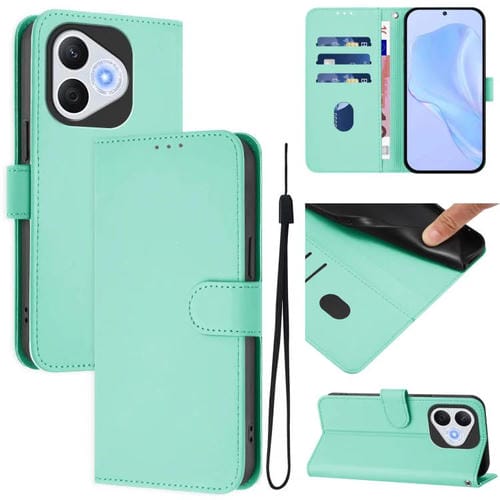 Funda de Cuero con Textura de Piel y Cordón para Honor 400 Lite (Verde Menta)