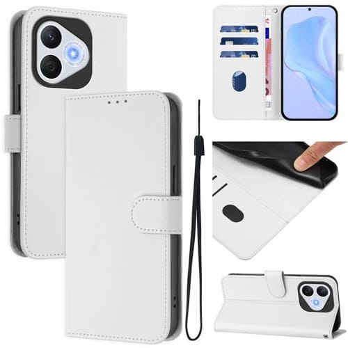 Funda de Cuero con Textura de Piel y Cordón para Honor 400 Lite (Blanco)