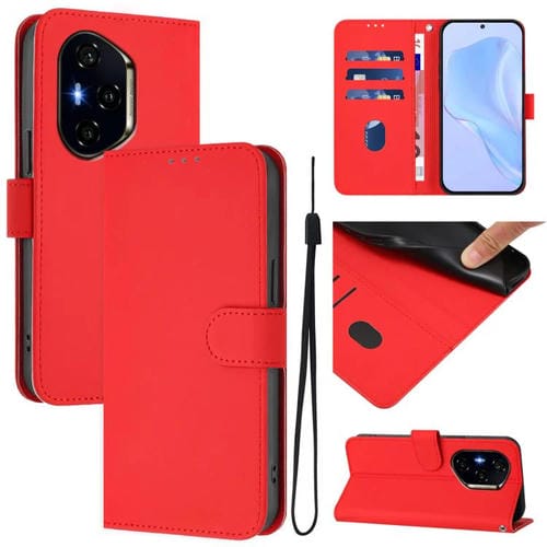 Funda Cuero con Textura de Piel y Cordón para Honor 400 (Roja)