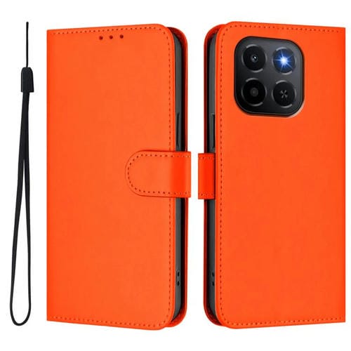 Funda de cuero con textura de piel y cordón para Honor X6C 4G (naranja)
