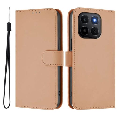 Funda de piel lisa con cordón para Honor X6C 4G (color piel)