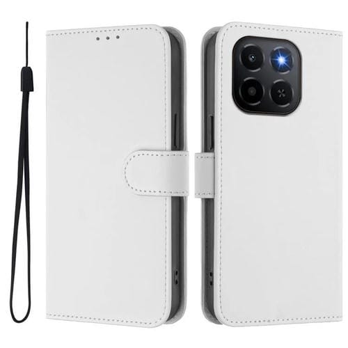 Funda de cuero con textura de piel y cordón para Honor X6C 4G (blanco)