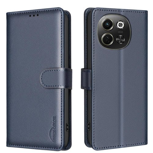 Funda de Cuero Antirrobo con Textura de Lichi Rfid para Tecno Pova 6 Neo 5G y Spark 30 5G (Azul)