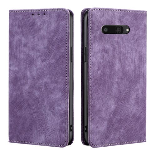 Funda de Cuero Magnética Kyocera Digno Sx4 5G con Cepillo Antirrobo Rfid (Morado)