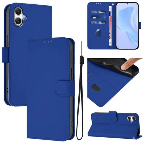 Funda de Piel Sintética con Cordón para Samsung Galaxy A06 4G/A06 5G (Azul Oscuro)